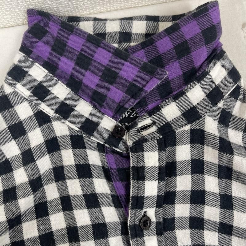 ステューシー 00s old stussy ギンガムチェック柄 長袖 裏地 紫