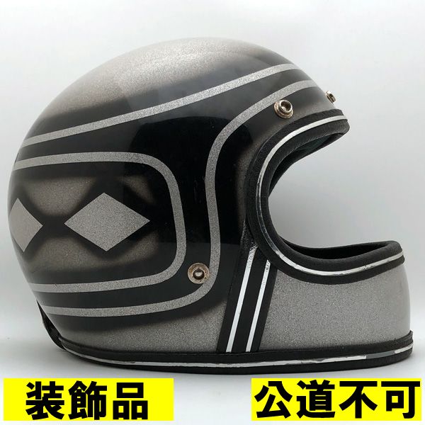【装飾品・公道不可】GRANT DIAMOND SILVER METALFLAKE 57cm 【海外直輸入中古品】フルフェイスヘルメット 族ヘル オンロード グラント シルバー 銀色 ダイヤ 柄 ラメ メタルフレーク S～Mサイズ