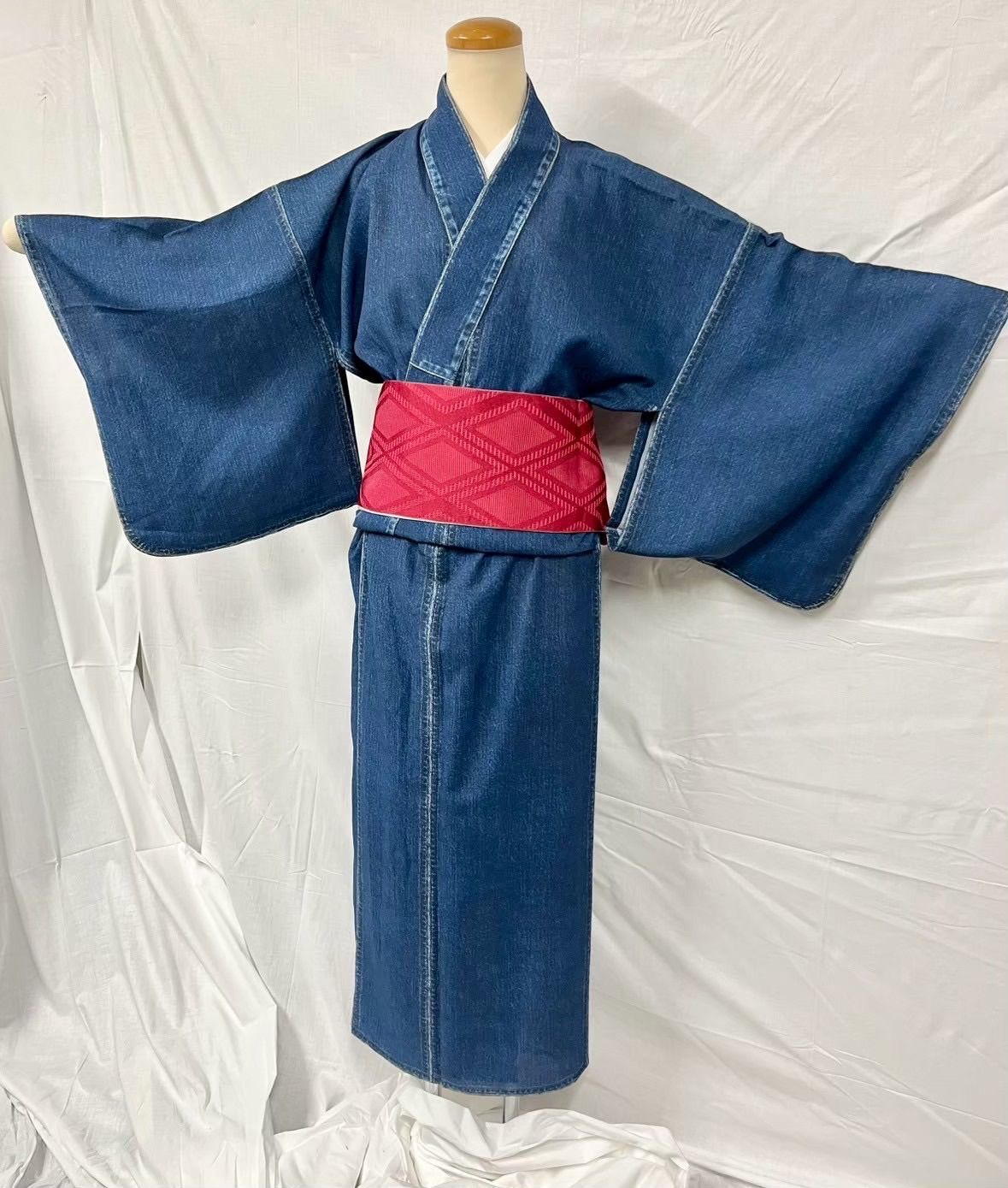 【新品未使用】　美品　匿名配送　撫松庵　クラッシュデニム　セオアルファ　夏着物　浴衣　ブランド浴衣　Mサイズ