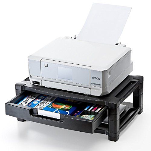 イーサプライ プリンター台 卓上 引出し付 棚付 机上台 ブラック EZ1-PS003ｍａ