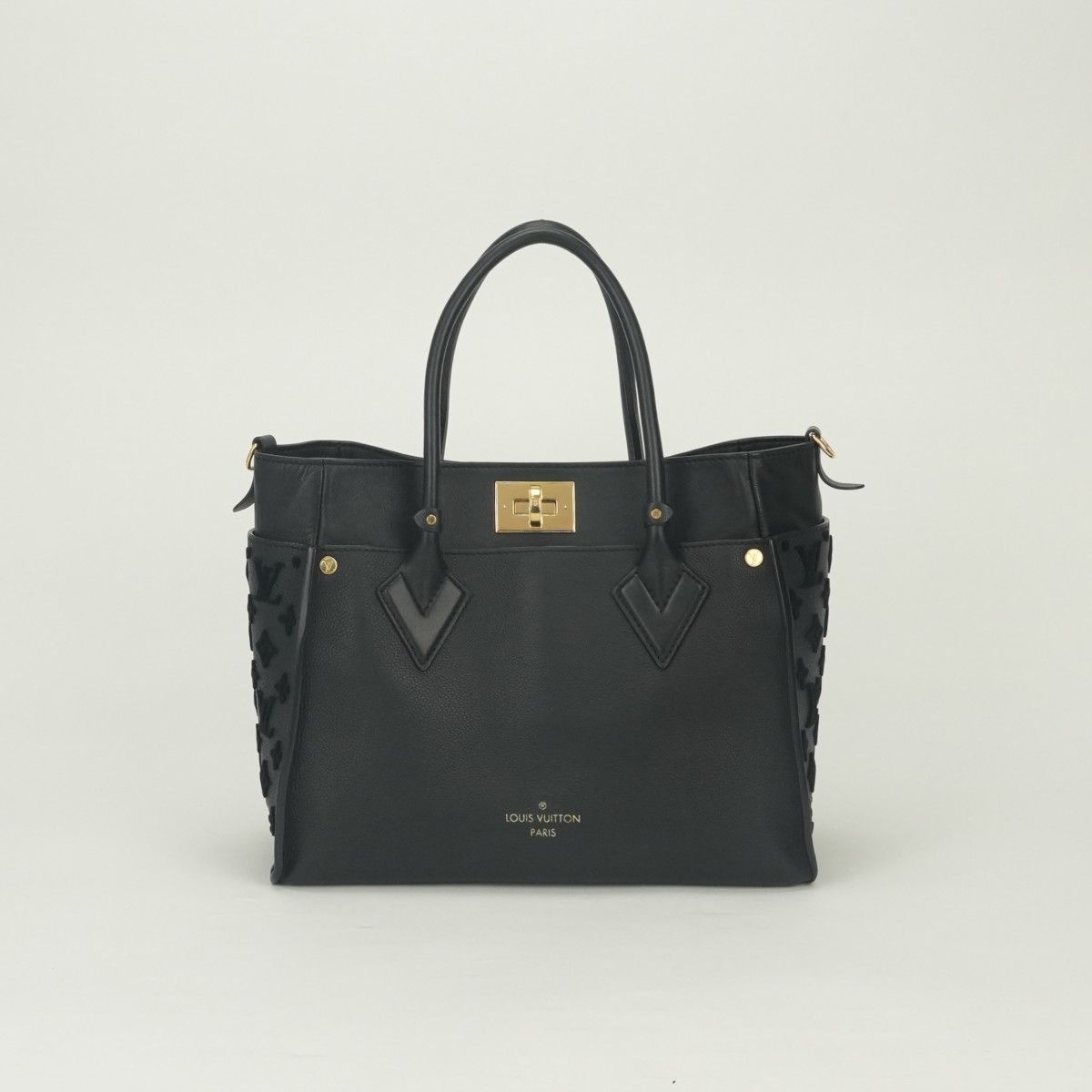 ルイヴィトン LOUIS VUITTON オンマイサイドMM オンマイサイド MM バッグ トートバッグ ショルダーバッグ カーフレザー ブラック black 黒 ゴールド金具 2way ハンドバッグ