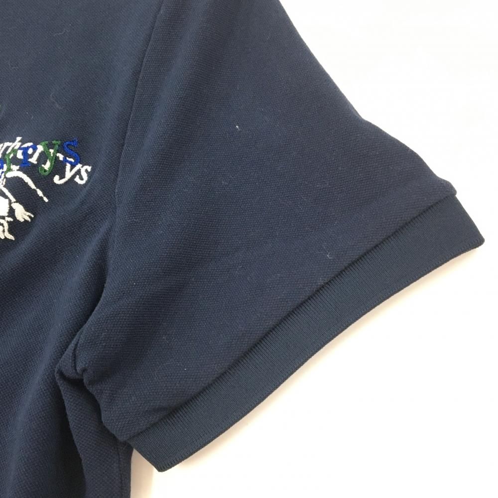 美品】バーバリー 半袖ポロワンピース ネイビー ロゴ刺しゅう