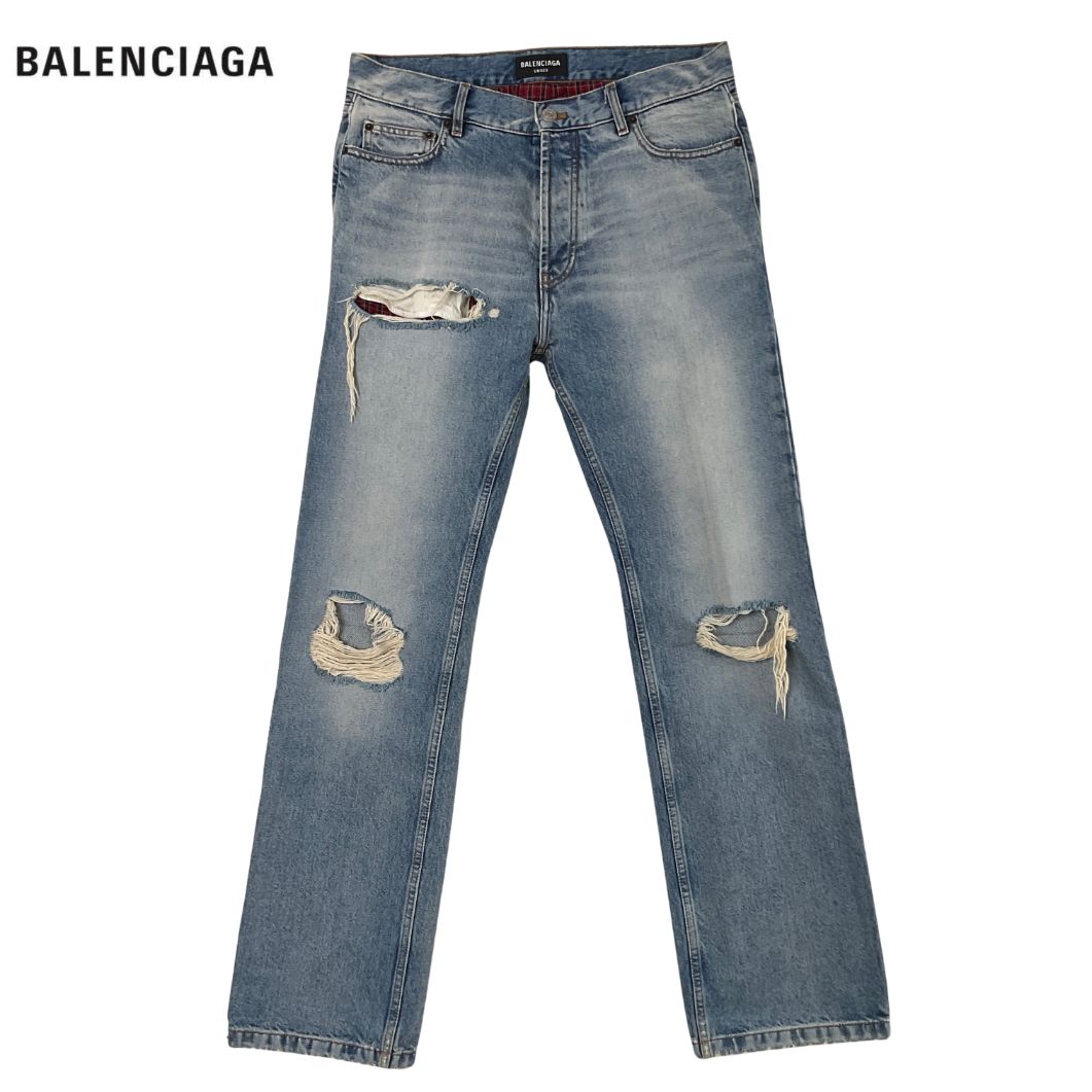 BALENCIAGA ダメージ加工 レイヤード デニム BALENCIAGA バレンシアガ ダメージ加工 レイヤード デニムパンツ 29