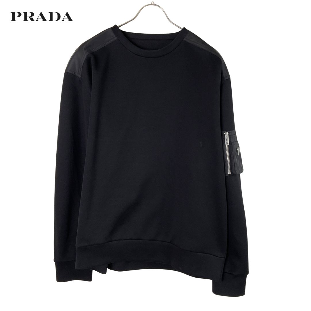 PRADA プラダ アーム トライアングルロゴ パネル スウェット M ブラック 【値下げ交渉歓迎】
