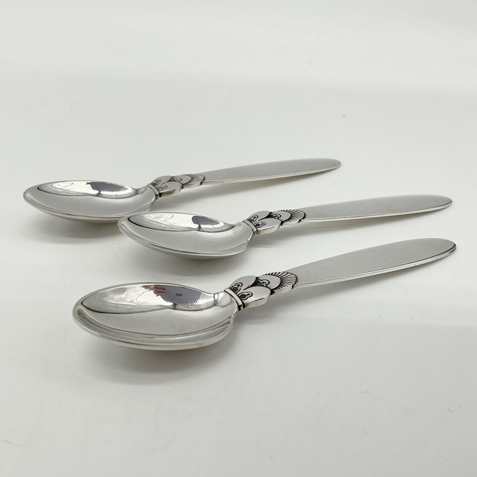 ジョージジェンセン　純銀　デミタス　スプーン ○Georg Jensen ジョージジェンセン Cactus カクタス パターン