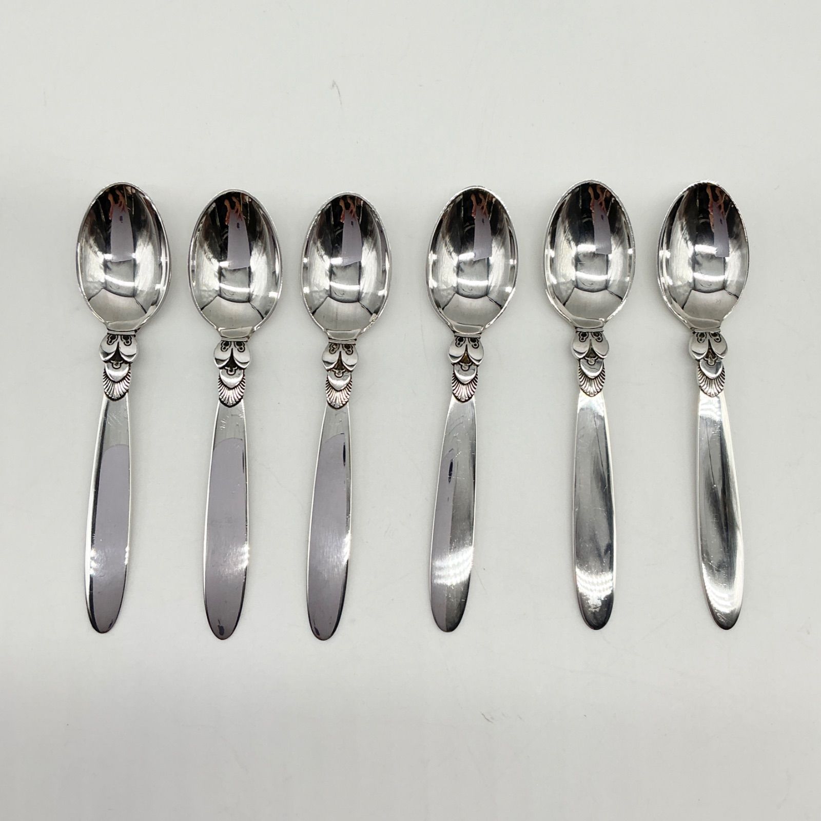 ジョージジェンセン　純銀　デミタス　スプーン ○Georg Jensen ジョージジェンセン Cactus カクタス パターン