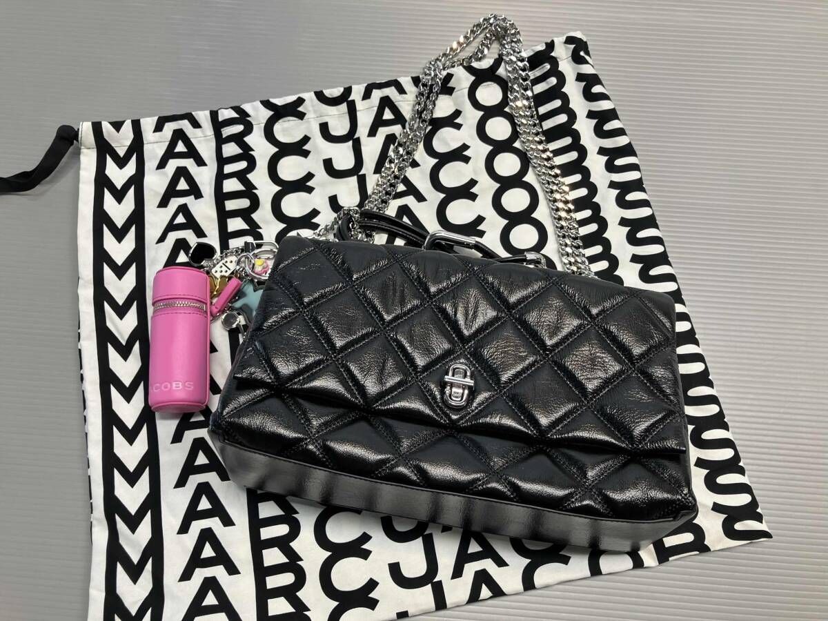 ★ 美品 MARC JACOBS マークジェイコブス THE DUAL BAG ハンドバッグ キルティング 保存袋あり ブラック 通年
