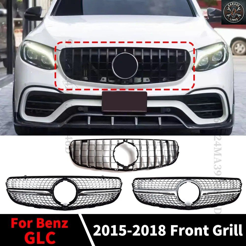 ダイヤモンドGTスタイルフロントインレットメッシュグリルレーシングバンパーグリルメルセデスベンツX253 GLC 200 220 250 260 300 350 201