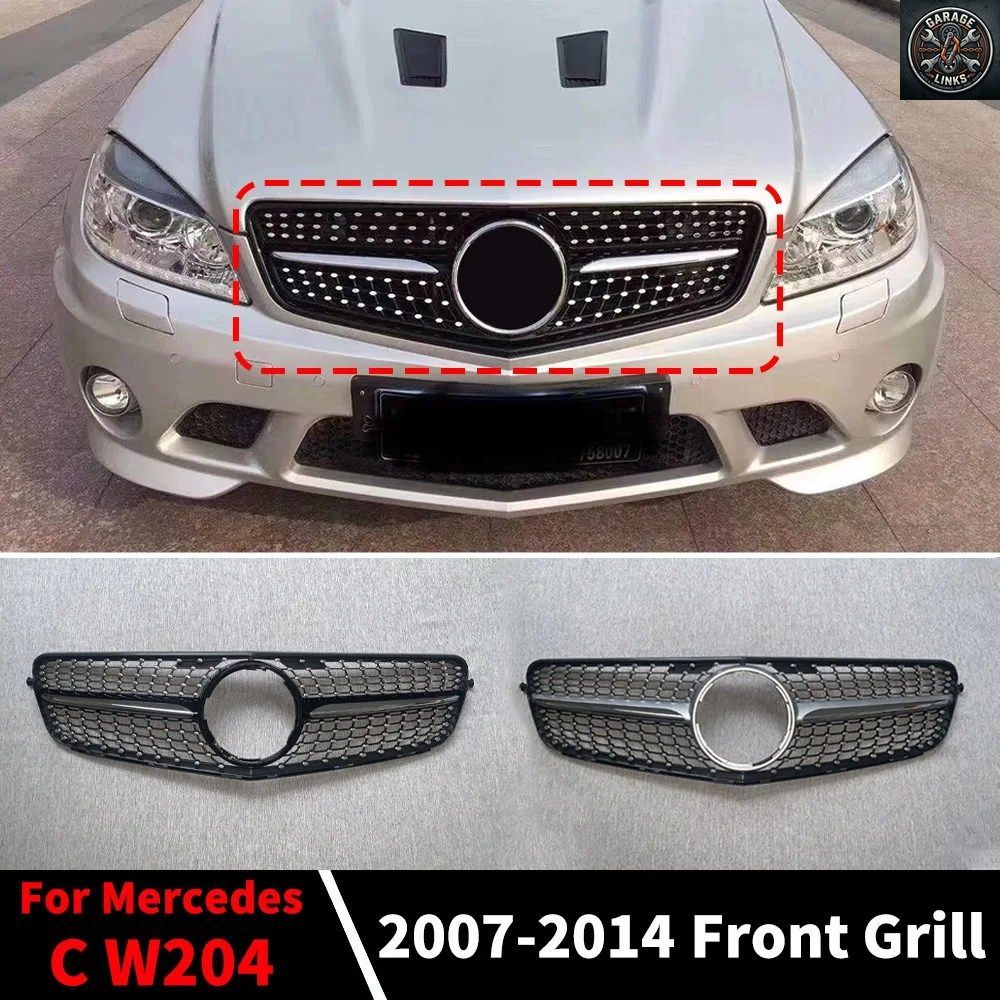 フロントグリル レーシングバンパーグリル ダイヤモンドスタイル チューニング メルセデス W204 C204 S204 クーペ ベンツ C C43 C200 C300