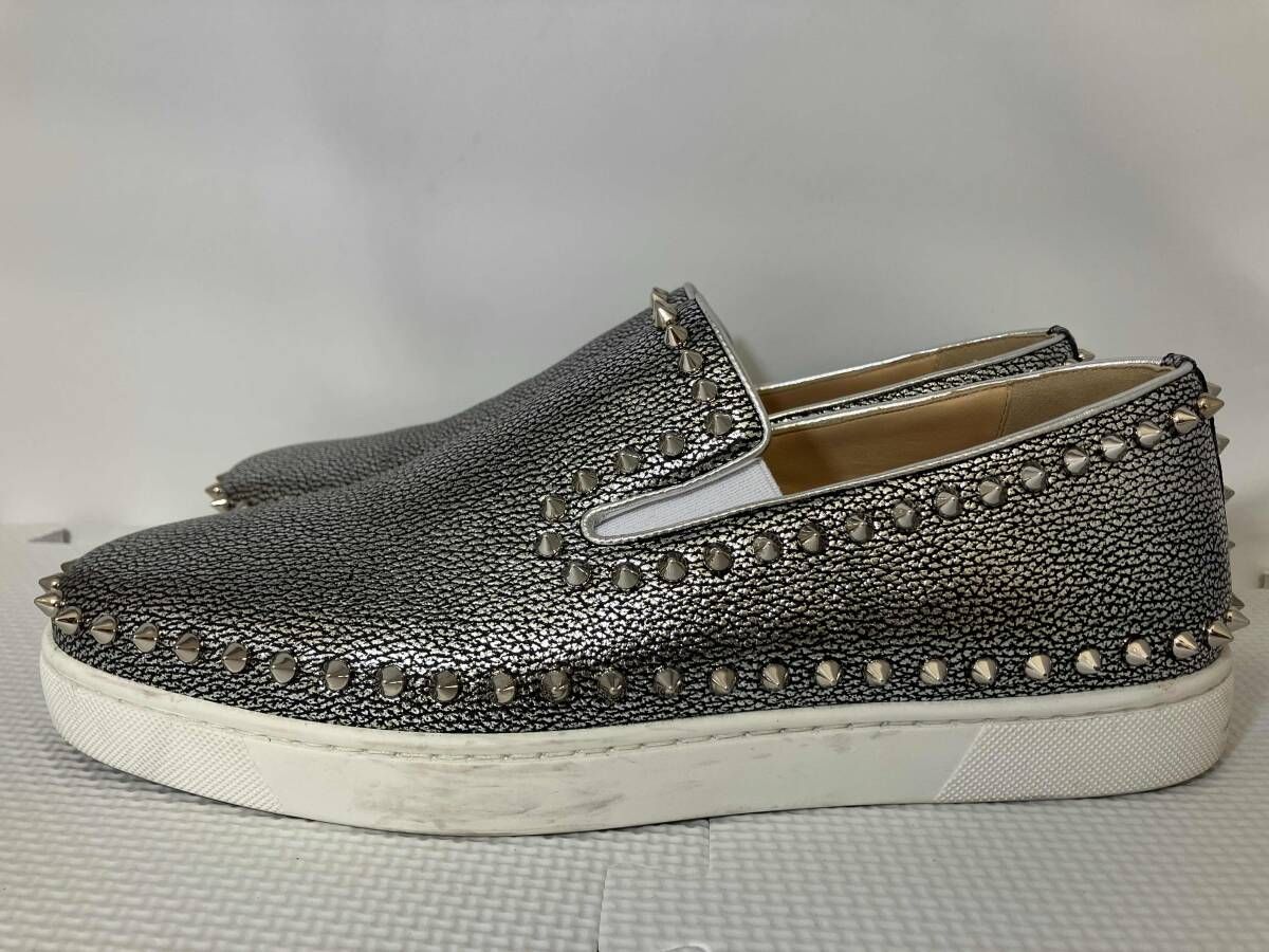 ChristianLouboutin クリスチャンルブタン スパイクスタッズ スリッポン サイドゴア シルバー サイズ43 イタリア製 15,556円