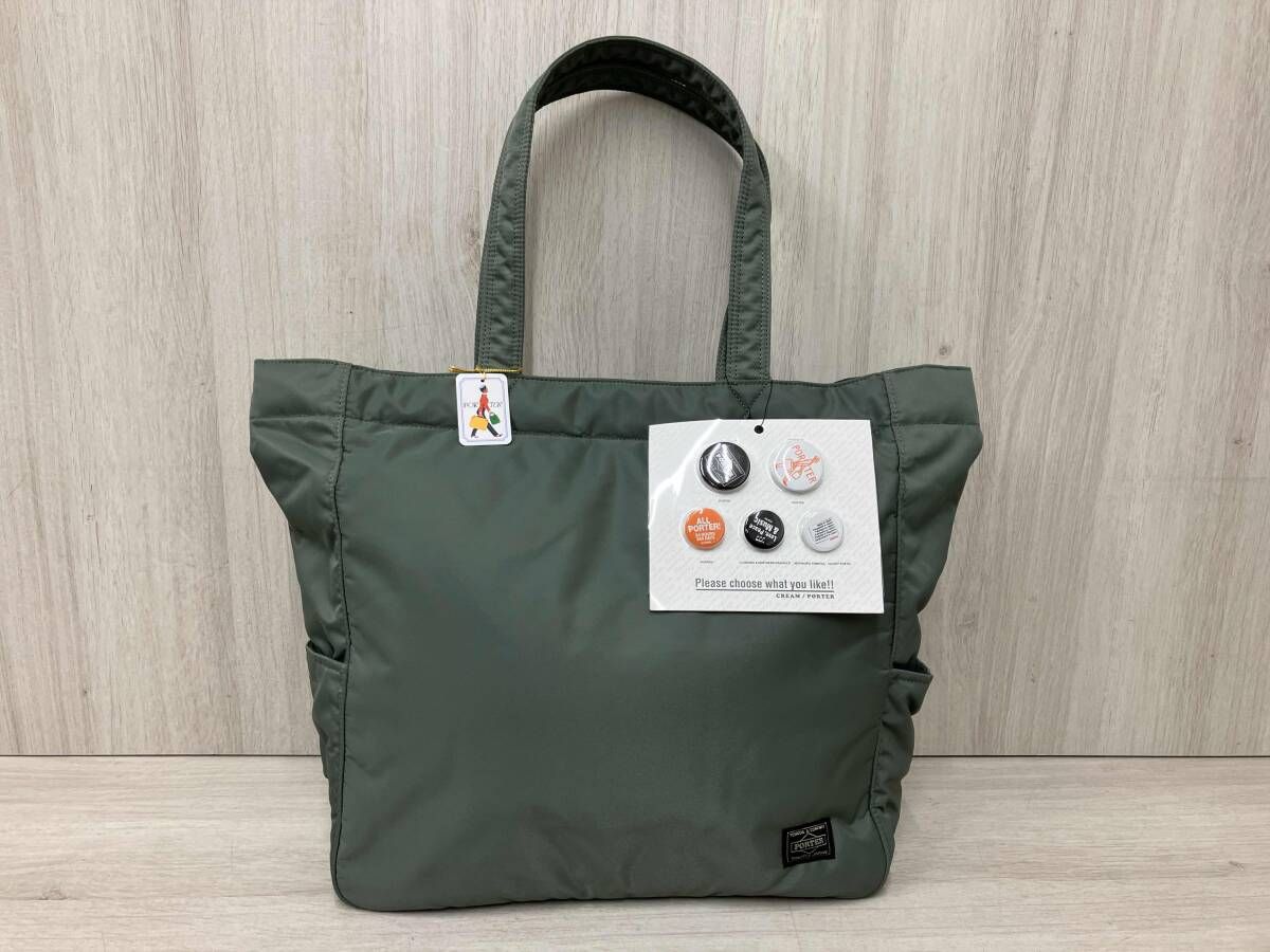 PORTER ポーター CRE AM トートバッグ カーキ549−06547 缶バッジ付