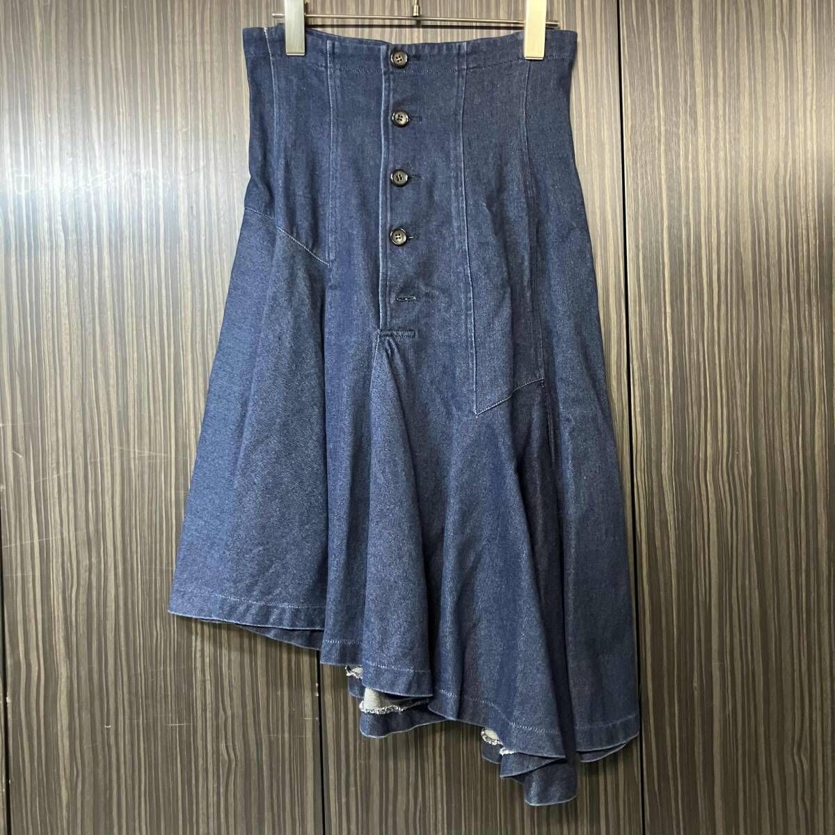 80s COMME des GARCONS スカート アシンメトリーデニムスカート サイズM ブルー GA-11010M コムデギャルソン