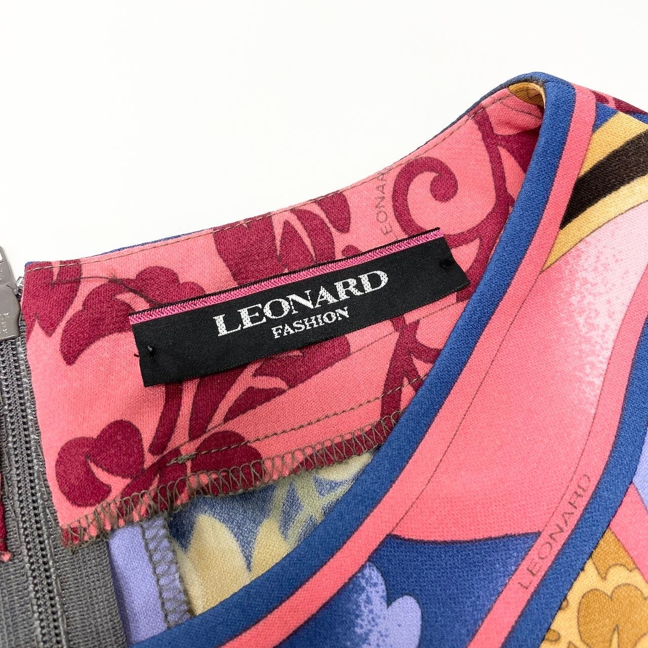 22d12 【美品】 LEONARD FASHION レオナール ロングスリーブワンピース 