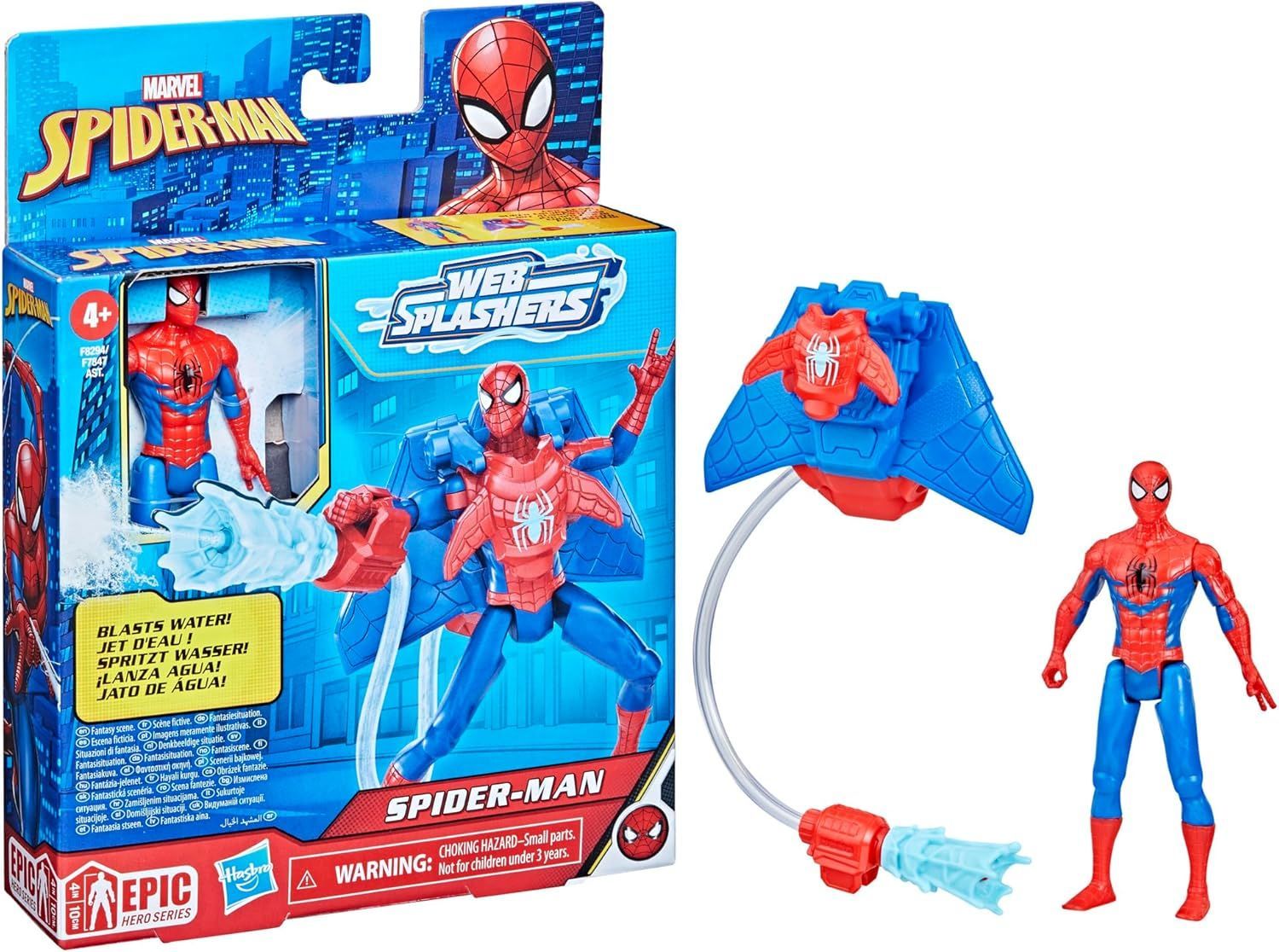 Hasbro Spider-Man MARVEL Epic Hero Series Web Splashers Spider-Man Figura de acción de 4 pulgadas (10 cm) F8294 Producto genuino