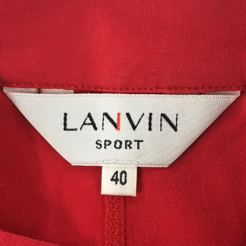ランバンスポール 半袖ハイネックシャツ レッド 一部花 ハーフジップ