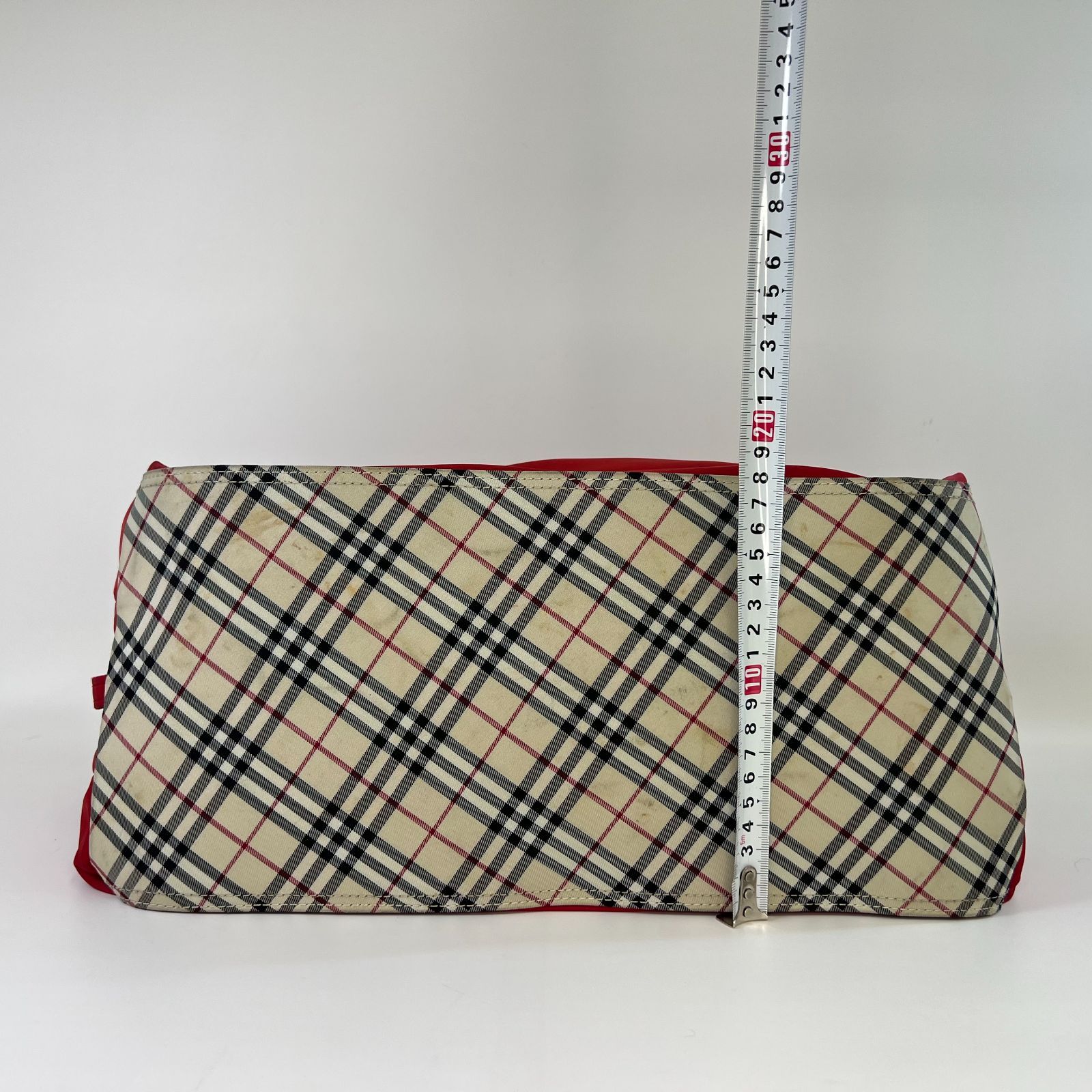 美品✨ BURBERRY バーバリー ノバチェック ミニ トート ナイロン 大容量】バーバリー トートバッグ ナイロン ノバチェック 底柄 レッド