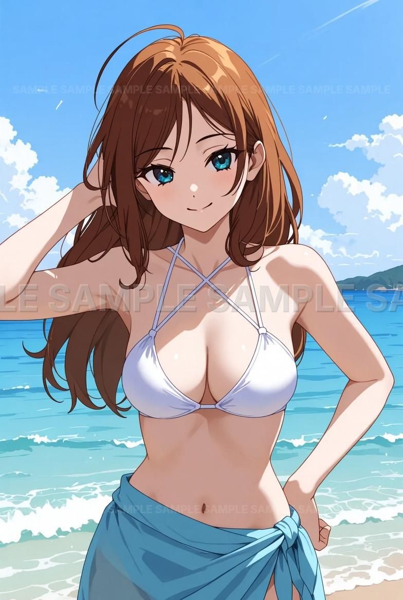 AIアート】【夏気分満喫】水着美女 海辺でリラックス アニメイラスト
