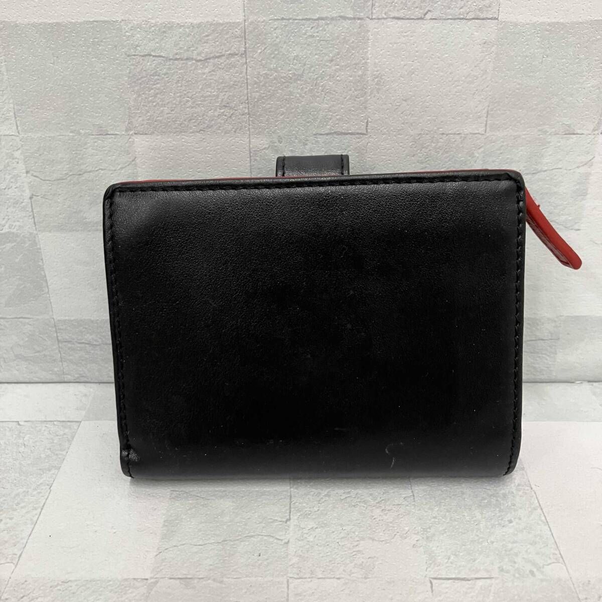 agnes b. アニエスベー 二つ折り財布 プレッション ブラック レッド