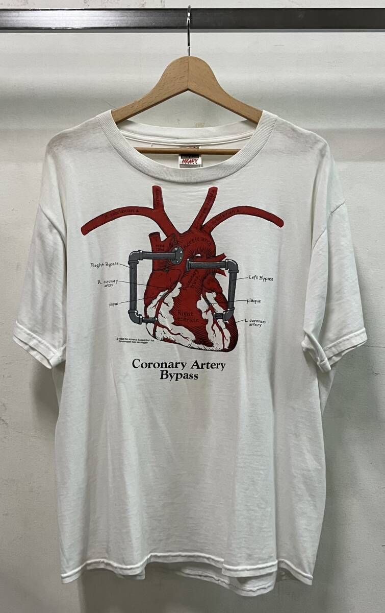 FRuit of the loom フルーツ オブ ザ ルーム 00S アナトミー 心臓 解剖図 Tシャツ 半袖Tシャツ ホワイト