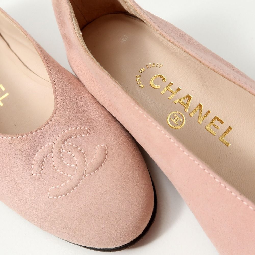 CHANEL シャネル フラットシューズ パンプスココマーク 37 CHANEL シャネル パンプス サイズ37 ココマーク CCステッチ スエード
