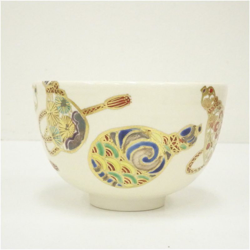 京焼 宮川香林造 金彩色絵六瓢茶碗（共箱） 茶道 抹茶 おしゃれ 抹茶