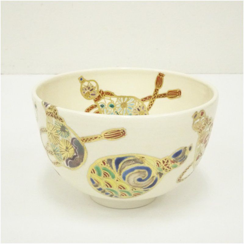 京焼 宮川香林造 金彩色絵六瓢茶碗（共箱） 茶道 抹茶 おしゃれ 抹茶