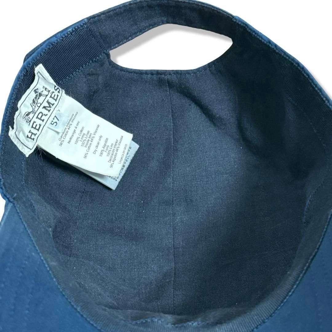 HERMES エルメス ネバダ コットン キャップ ネイビー サイズ57 - メルカリ