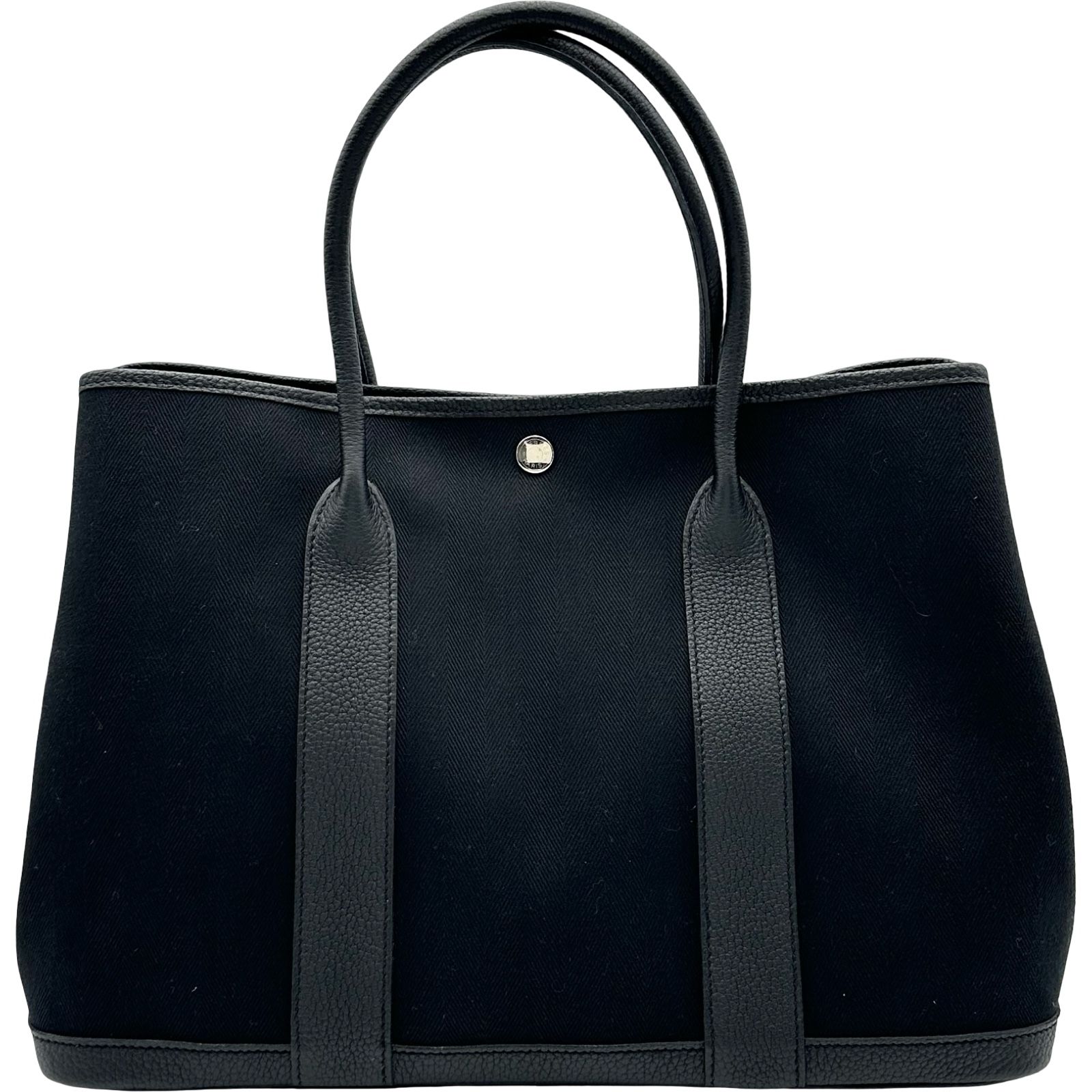 エルメス HERMES ガーデンパーティPM X刻印 ブラック シルバー金具 トワル レディース トートバッグ