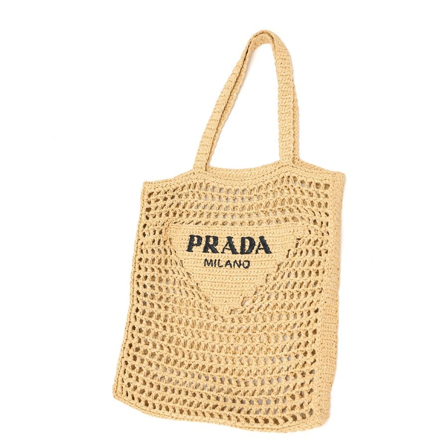プラダ / PRADA クロシェ トートバッグ / かごバッグ 1BG393 ラフィア
