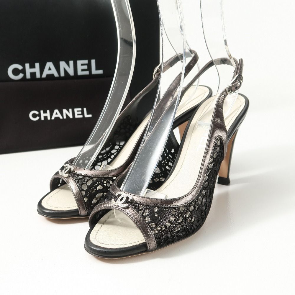 CHANEL シャネル パンプス サイズ37 CC ココマーク レース スリング