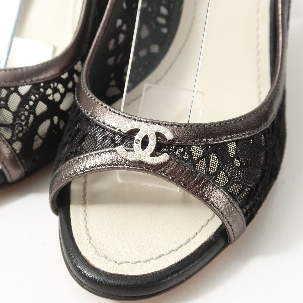CHANEL シャネル パンプス サイズ37 CC ココマーク レース スリング
