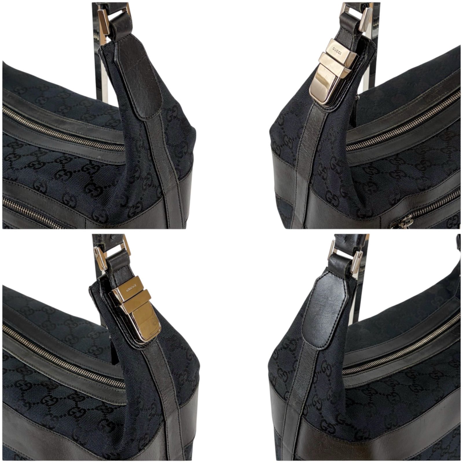 グッチ GUCCI ワンショルダーバッグ GGキャンバス レザー ホーボー 