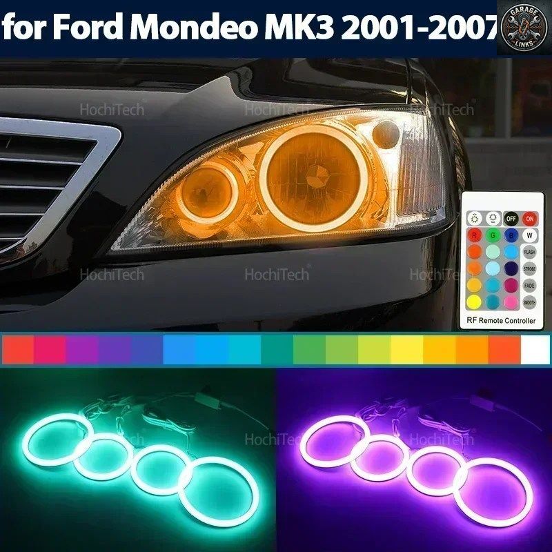 スーパーリモコン付き16色RGBコットンLEDエンジェルアイリング フォード モンデオ MK3 2001-2007 7,965円