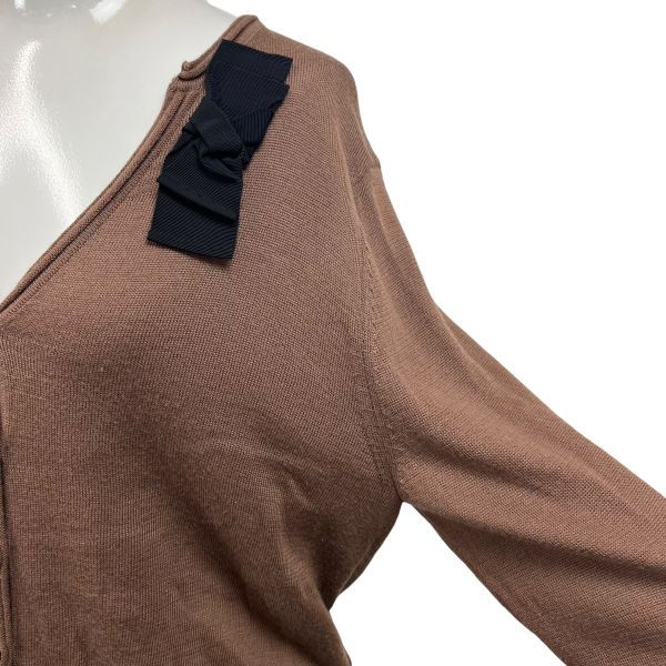 ◇ ランバン LANVIN カーディガン 長袖 Vネック グログランリボン