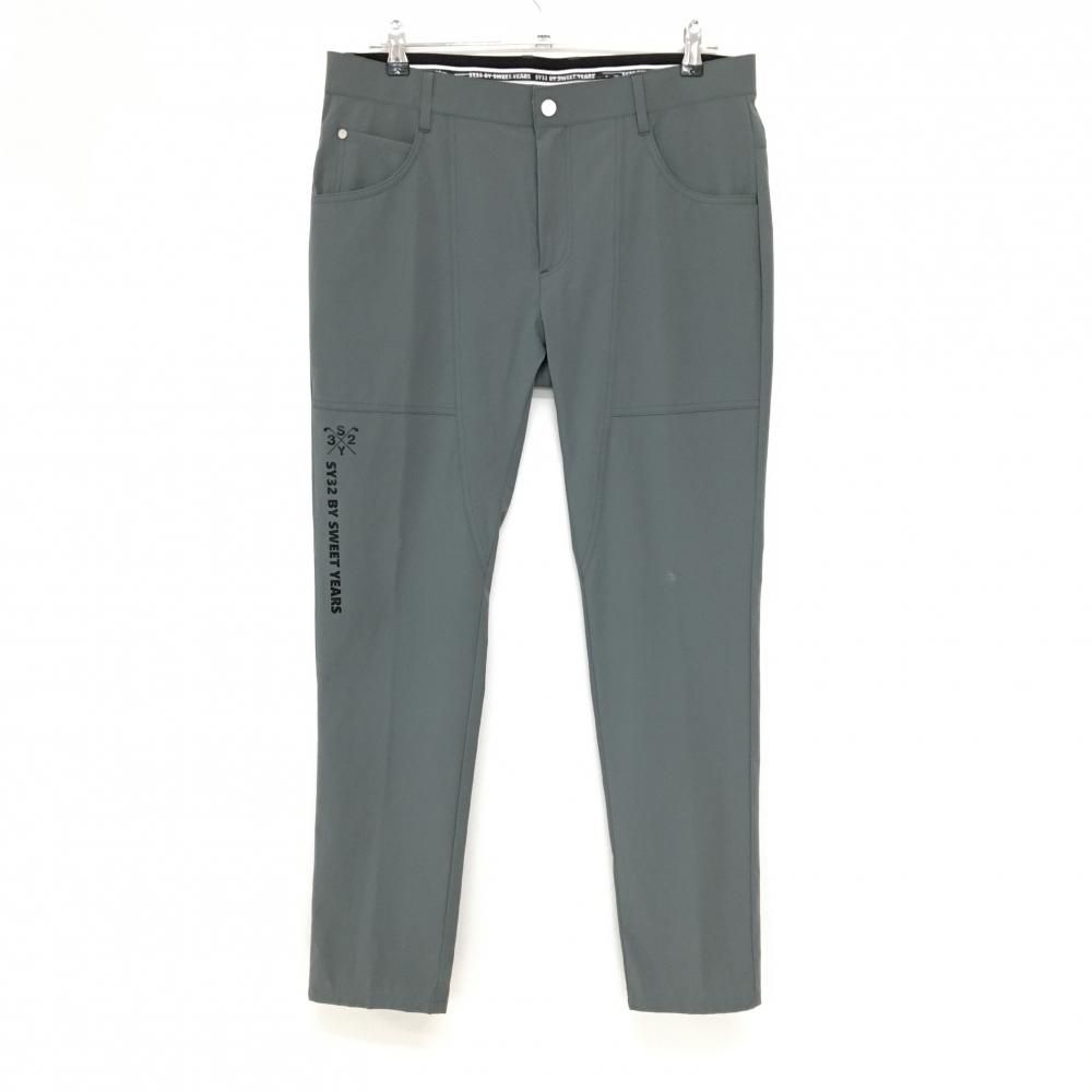美品】SY32 ナイロンパンツ グレー ストレッチ ロゴ黒 メンズ L ゴルフ