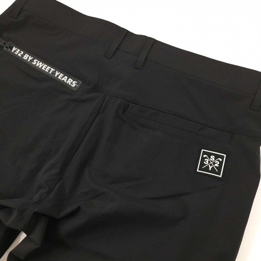 美品】SY32 ナイロンパンツ 黒 ストレッチ ロゴ白 メンズ L ゴルフ