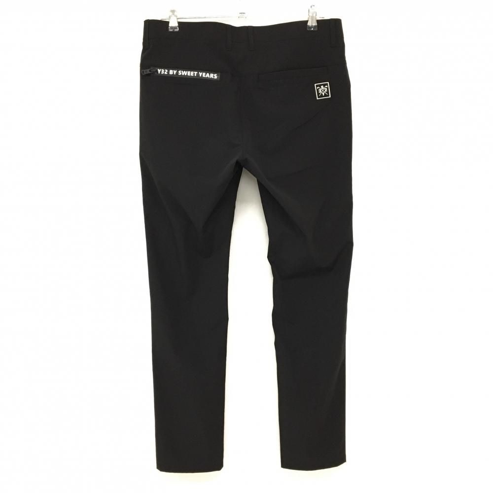 美品】SY32 ナイロンパンツ 黒 ストレッチ ロゴ白 メンズ L ゴルフ