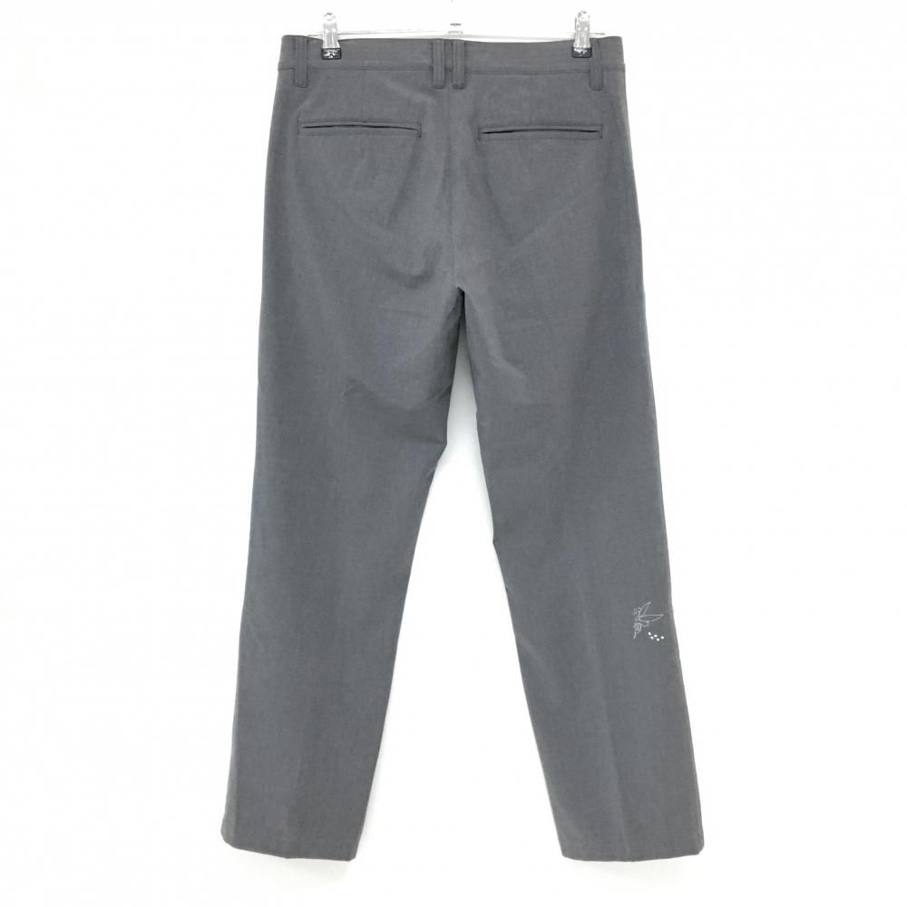 フェアリーパウダーmen'sパンツ32 美品】フェアリーパウダー パンツ グレー ストレッチ ロゴネイビー