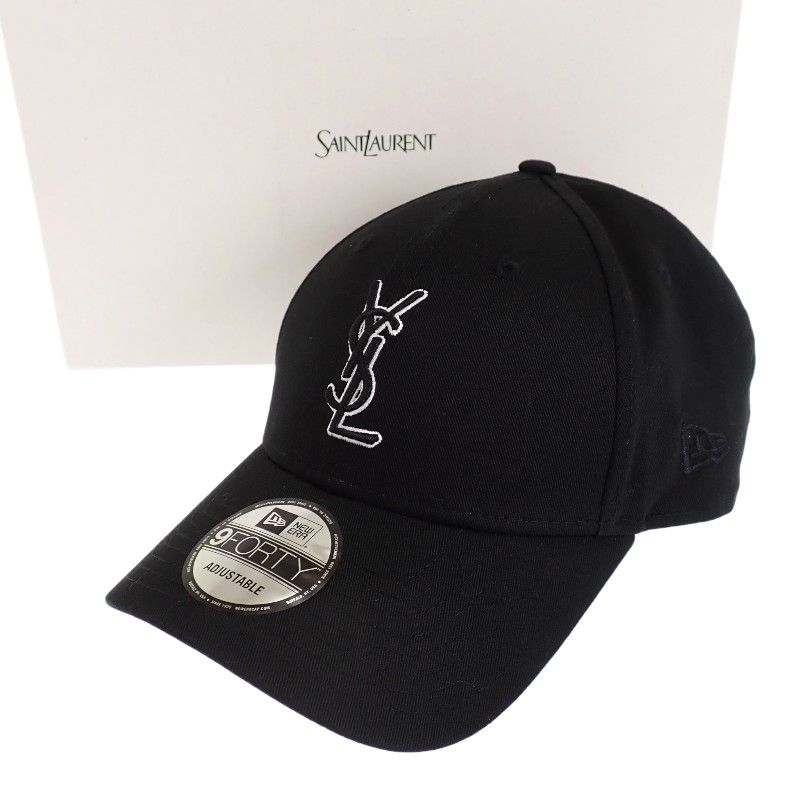 サンローラン SAINT LAURENT ニューエラ YSL モノグラム 9FORTY 687687YCL361000 キャップ コットン ブラック ワンサイズ メンズ レディース 箱付き【中古】【Aランク】