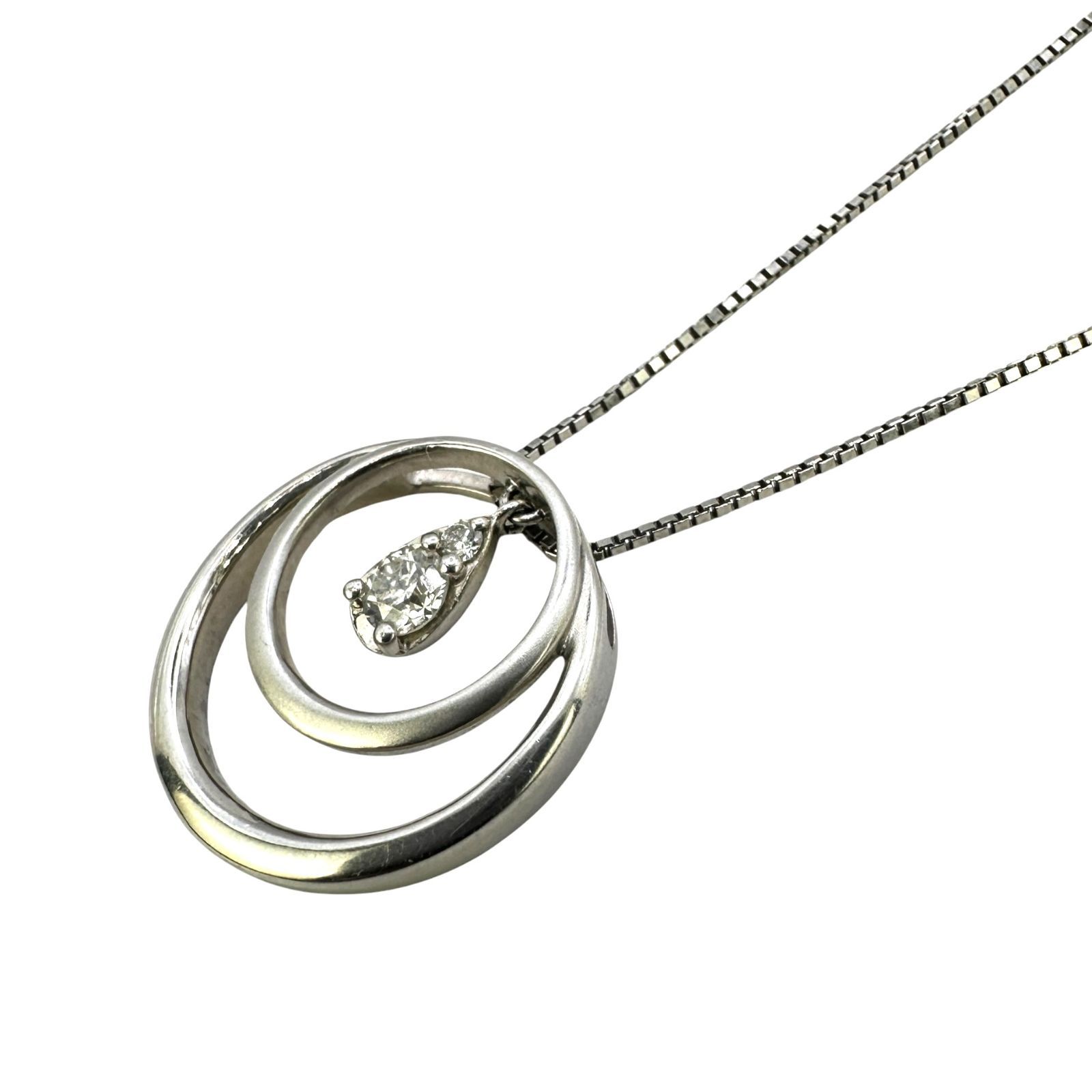 Pt900/Pt850 デザインネックレス 約6.7g D0.20ct 約45cm プラチナ ダイヤモンド レディース ネックレス アクセサリー ジュエリー 【中古品】 USED-A 【9356】 55,680円