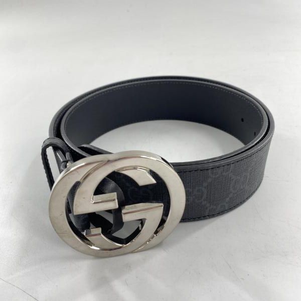 【中古】GUCCI バックル付きベルト ブラック シルバー グッチ インターロッキングG[10] 26,110円
