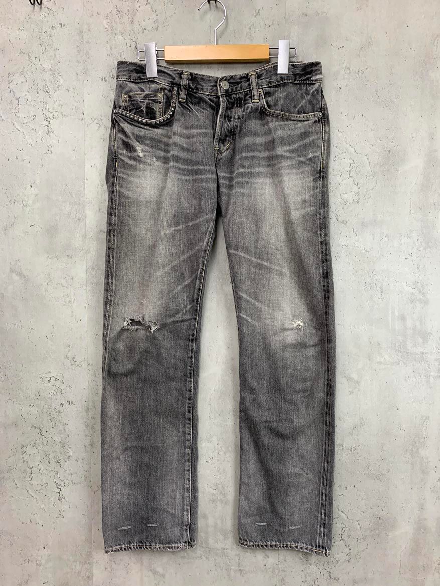 HYSTERIC GLAMOUR ヒステリックグラマー 0114ap0e スタッズ ダメージ ジーンズ デニムパンツ sizeS/グレー ■■◎メンズ