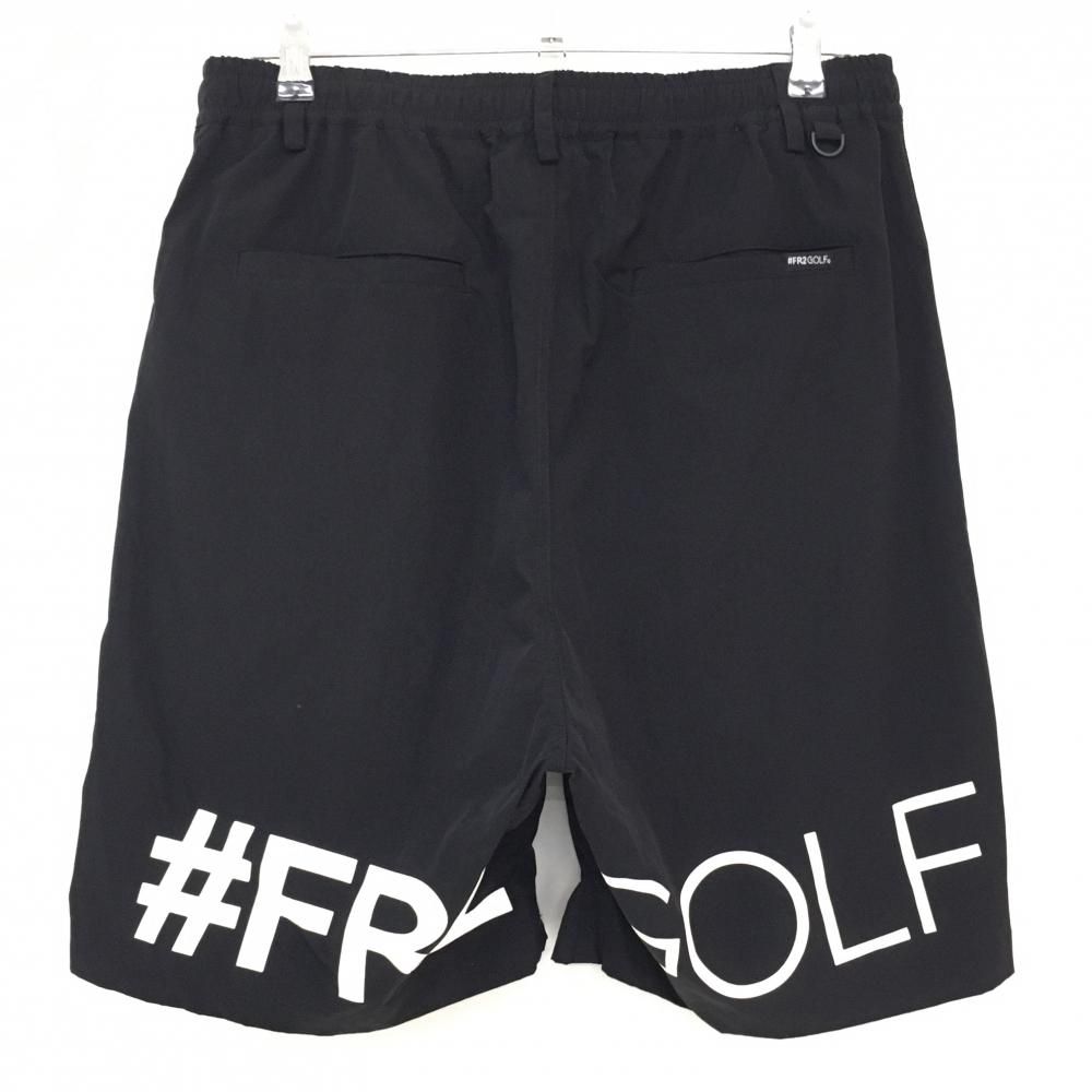 エフアールツー ハーフパンツ 黒×白 裾ビッグロゴ メンズ XL ゴルフ