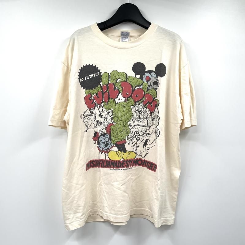 【中古】MISTAFILTH MADESPY MONSTER EVIL DOTS Tシャツ ミッキー　ホワイト　サイズXL[17]