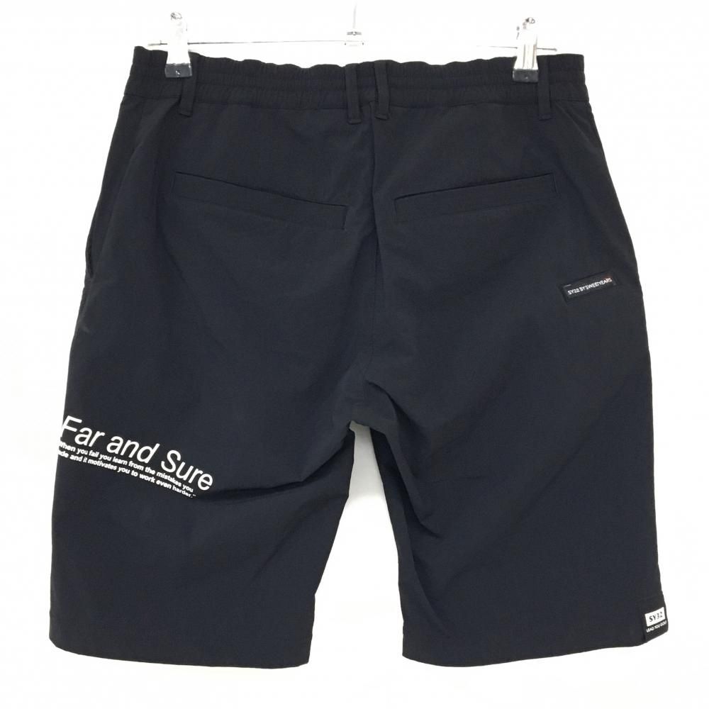 sy32 ハーフパンツ　サイズM メンズ　ブラック　春夏　ゴルフウェア　新品 超美品】SY32 ナイロンハーフパンツ 黒 ストレッチ ウエストゴム＆調節