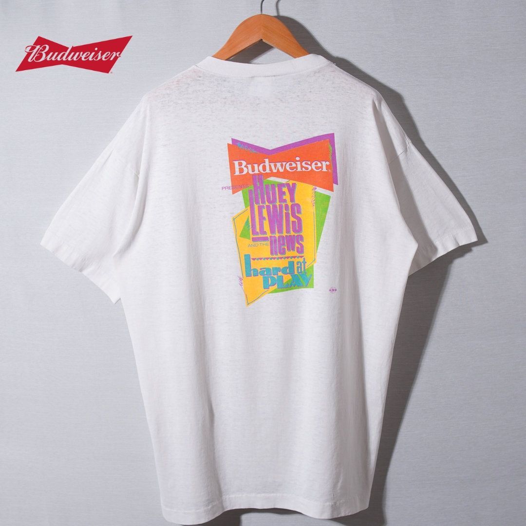 TAMU 90s USA製 Budweiser ロンT Tシャツ 90s USA製 1995年製 バドワイザー Budweiser Tシャツ XL ホワイト