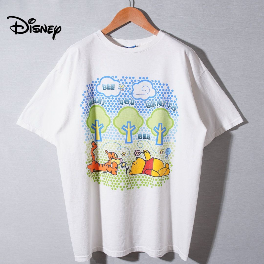 90s ディズニー Disney プーさん Pooh Tシャツ L ホワイト ティガー