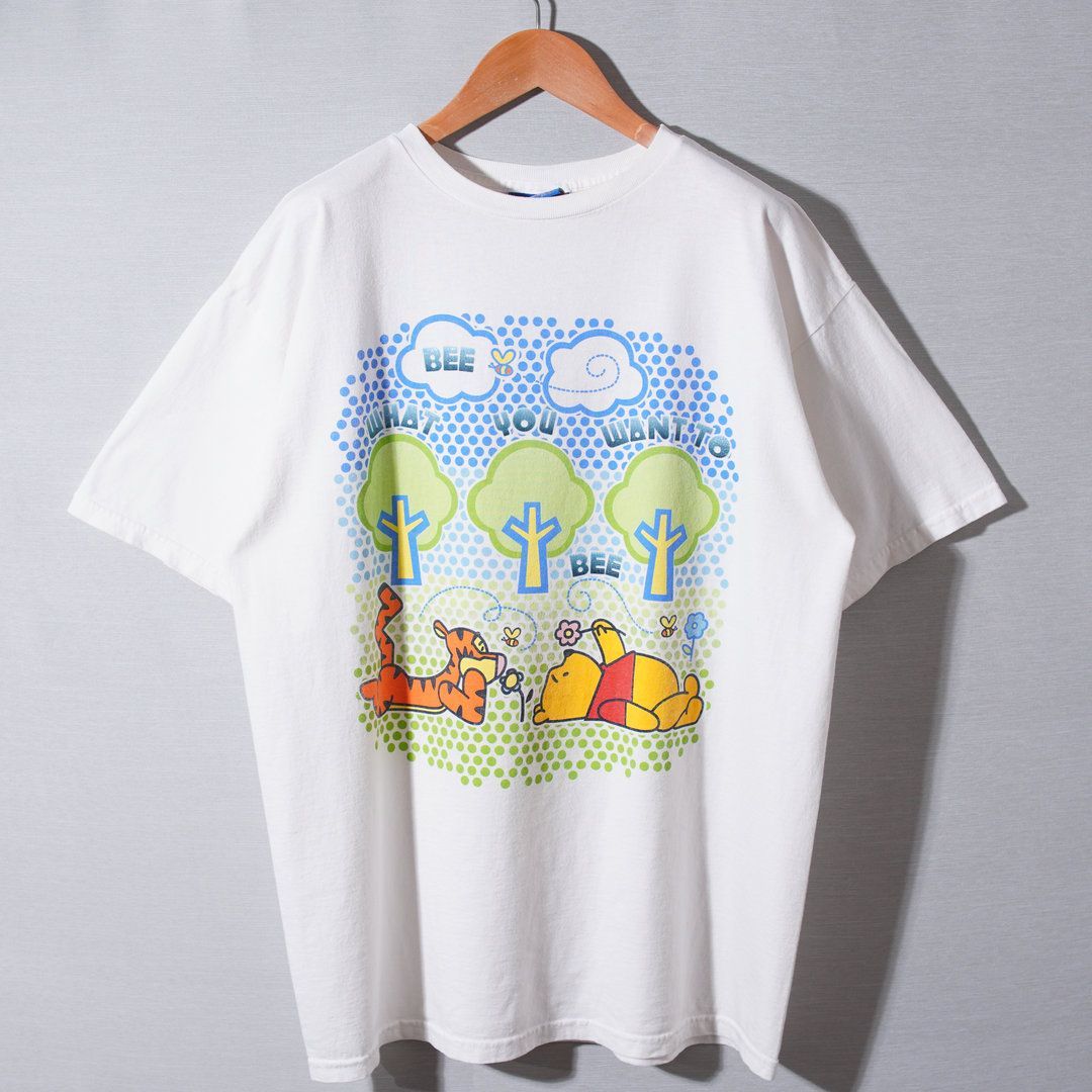 90s ディズニー Disney プーさん Pooh Tシャツ L ホワイト ティガー