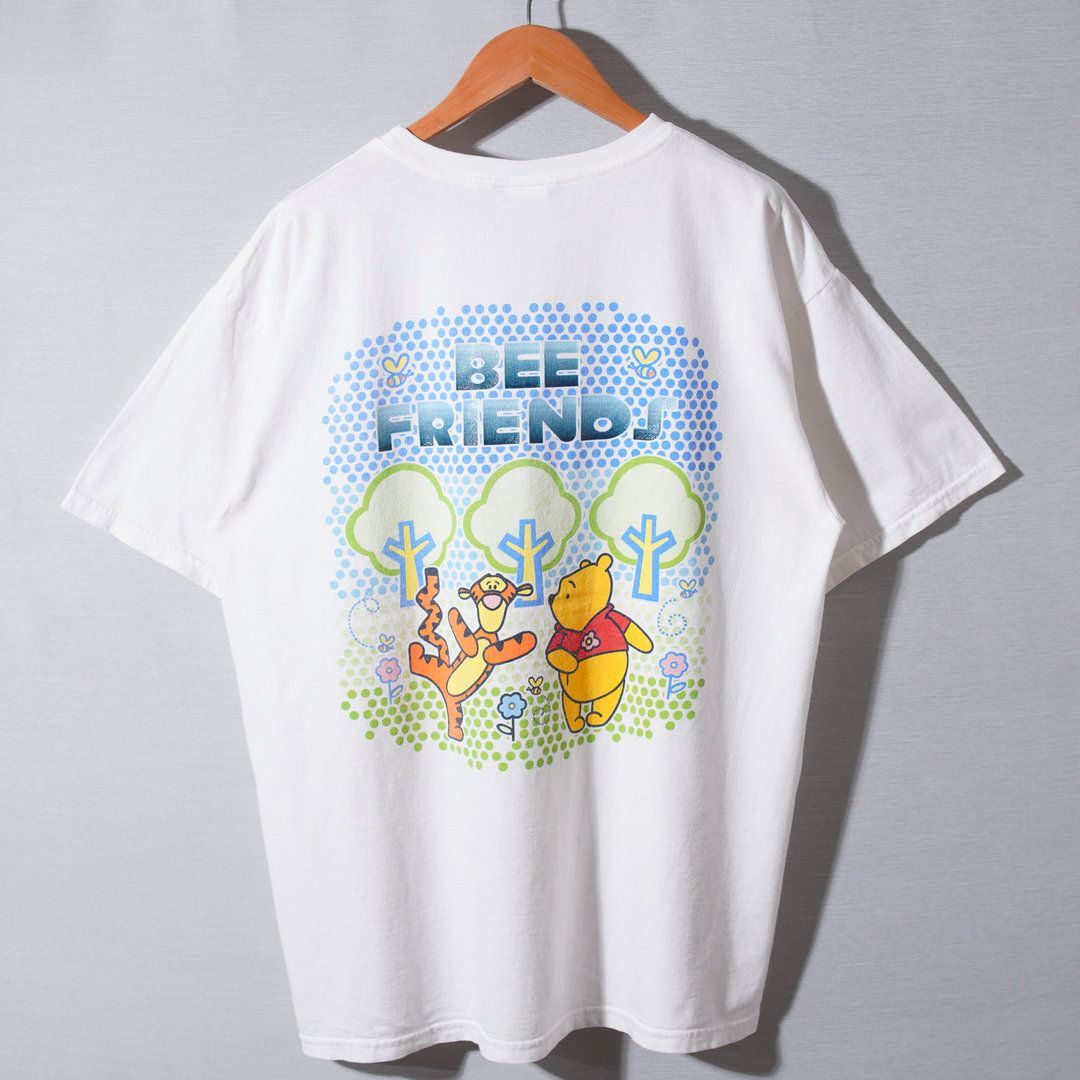 90s ヴィンテージディズニー 古着Tシャツ オーバーサイズ 希少デザイン 90s ディズニー Disney プーさん Pooh Tシャツ L ホワイト ティガー