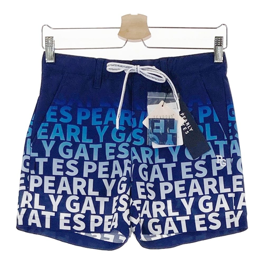 サイズ：0 PEARLY GATES パーリーゲイツ 055-1132516 ショートパンツ ロゴ総柄 ブルー系 [240101475262] ゴルフウェア レディース ストスト